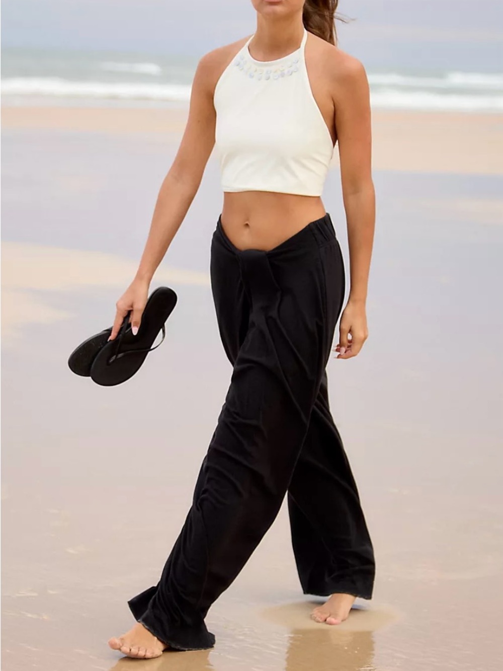 Free People Sarong wide pants in black NEW